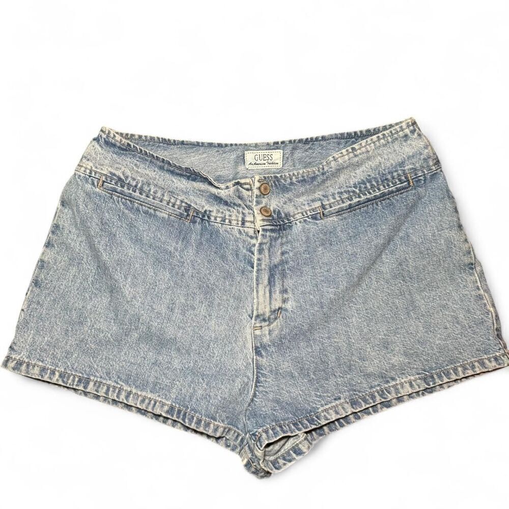 Vintage Guess Women's Blue Made in USA Jean Shorts Size 31